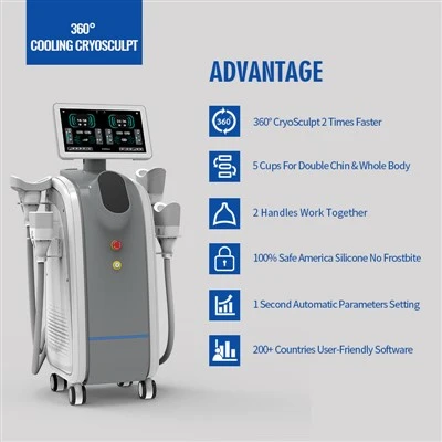 Vètikal Cryolipolysis grès machin konjelasyon 5 manch pwisan kò Slimming